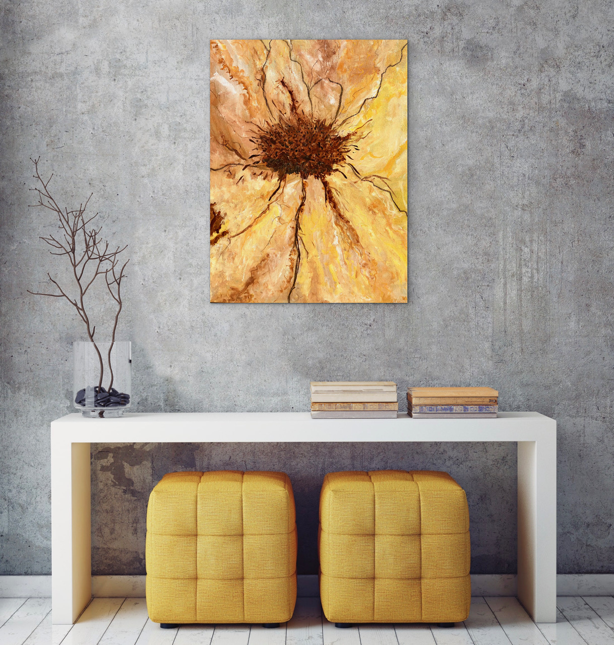 Abstrakt blomstermotiv - Grunnet Art Maleri - Billede 2